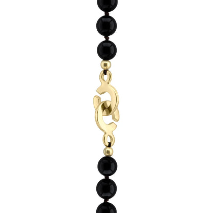 Collar de 44cm con piedras 8mm, dije e piedra, con herradura y semillas en baño de oro de 22K - Joyería y bisutería fina