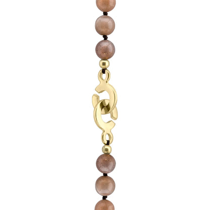 Collar de 44cm con piedras 8mm, dije e piedra, con herradura y semillas en baño de oro de 22K - Joyería y bisutería fina