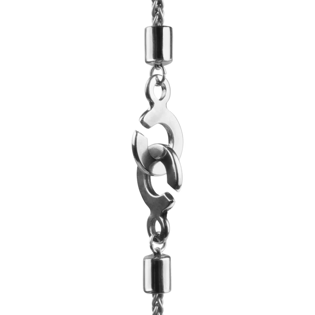 Collar de 42cm, con piedras de 6mm, con cadena torsal y dije de ojo en terminado de acero anticado - Joyería y bisutería fina