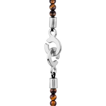 Collar de 39cm con piedras de 4mm, mini donas y dije de pluma en terminado de acero anticado - Joyería y bisutería fina