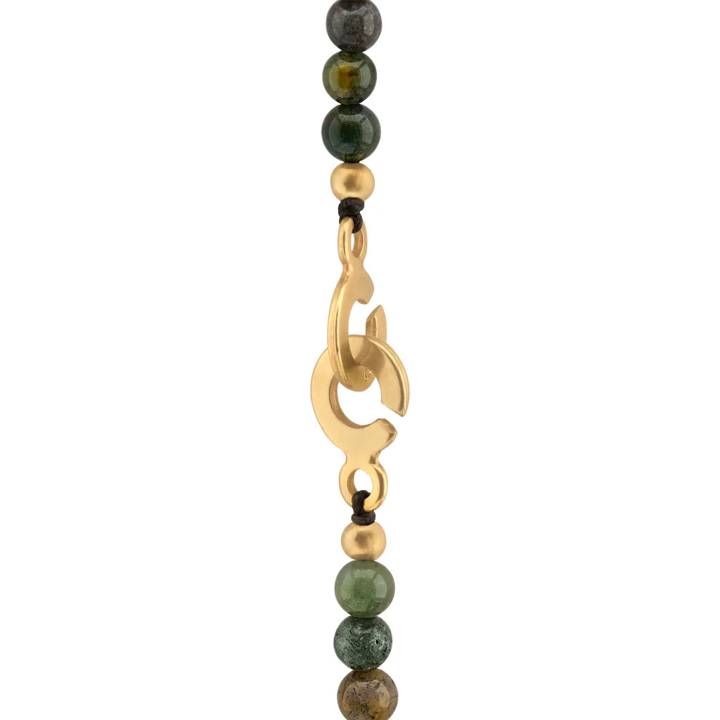 Collar de 54cm con piedras de 6mm, 2 rombos dorados, donas doradas - Joyería y bisutería fina