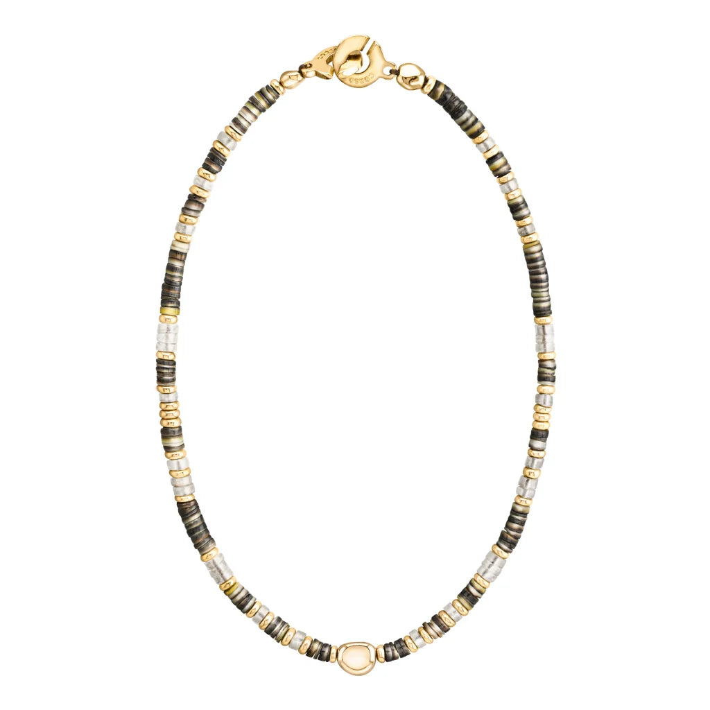 Gargantilla en baño de Oro 22K, conchas filipinas heishi - Joyería y bisutería fina
