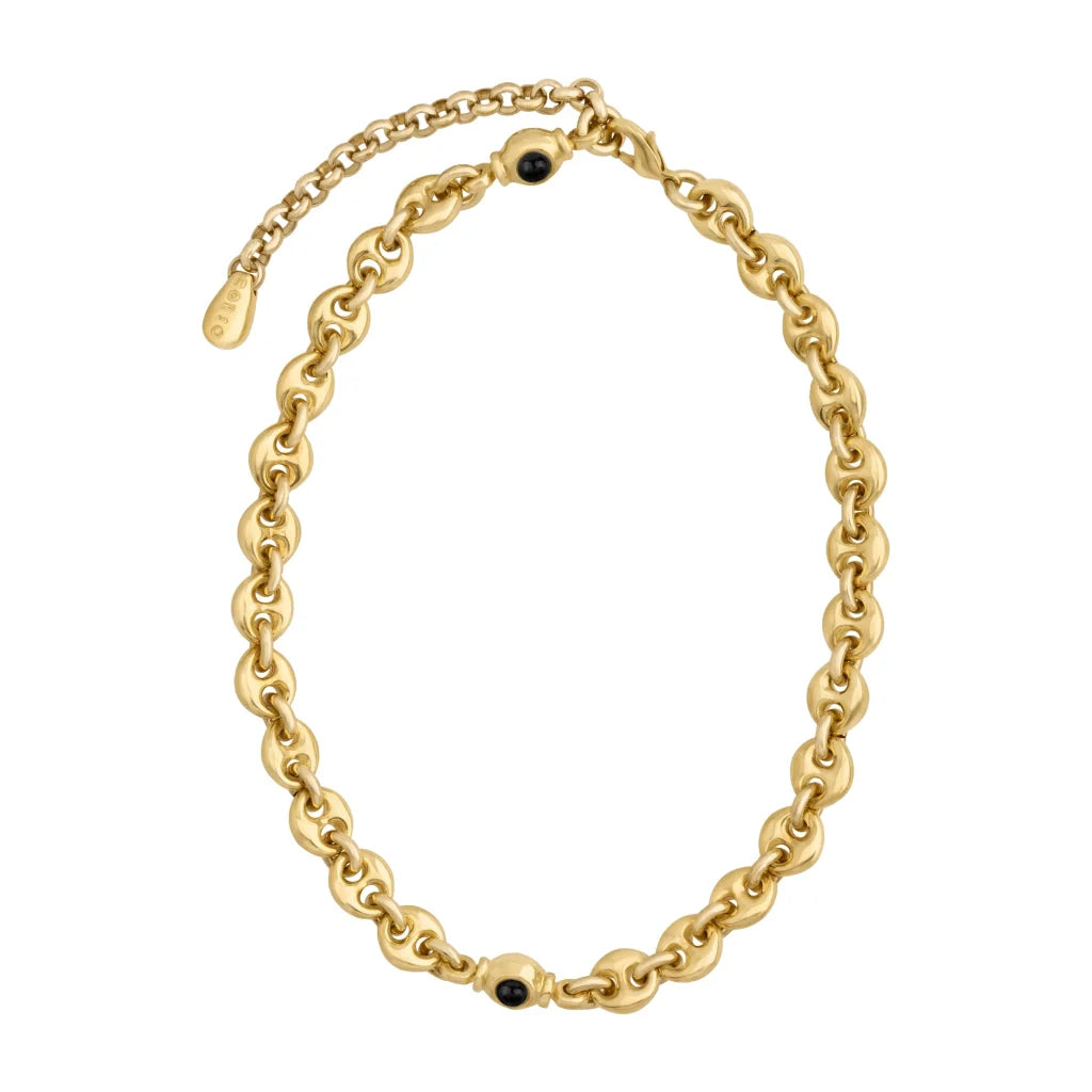 Collar choker con eslabones en baño de oro 22K y piedras facetadas de 5mm - Joyería y bisutería fina