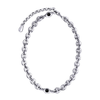 Collar choker con eslabones en baño de rodio y piedras facetadas de 5mm - Joyería y bisutería fina
