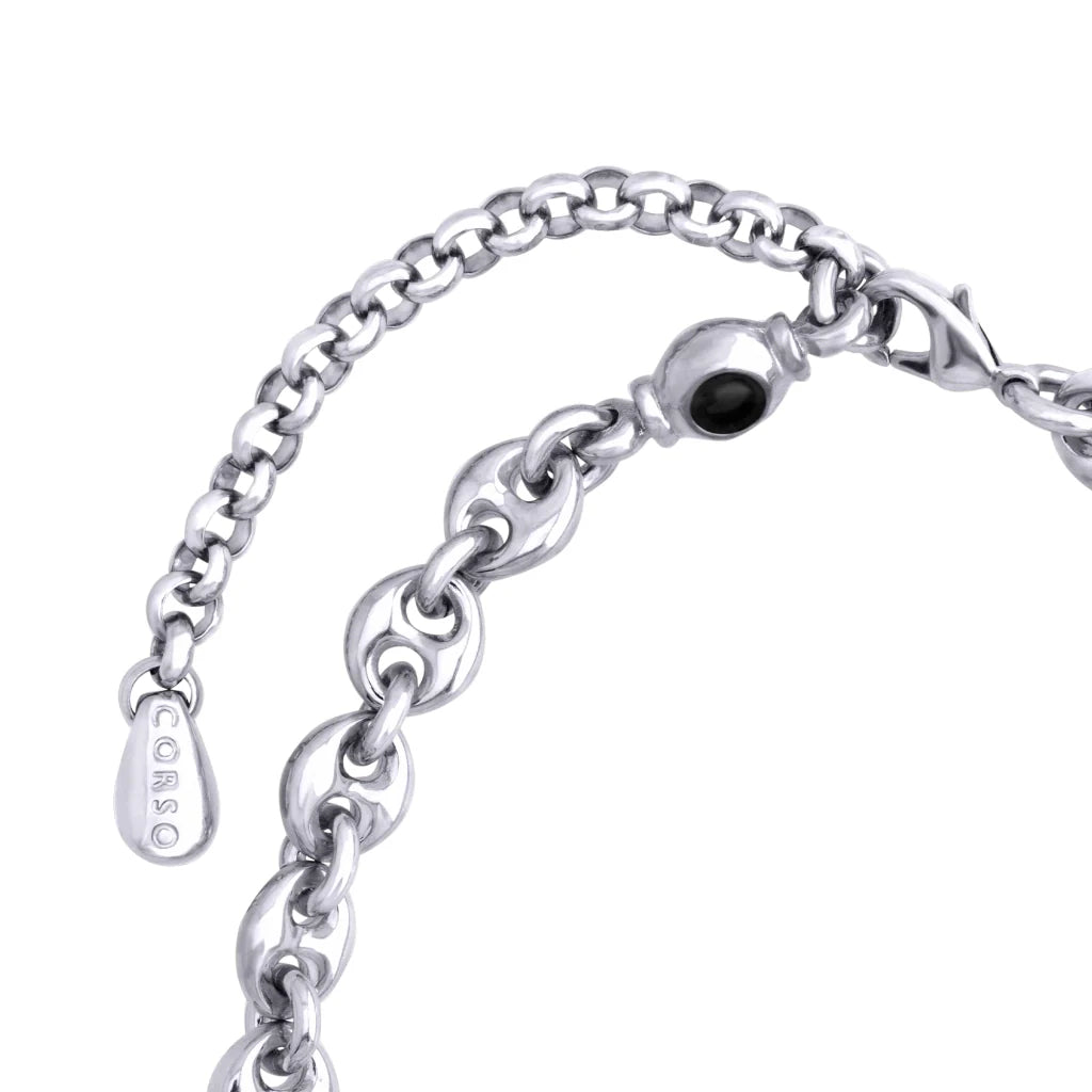 Collar choker con eslabones en baño de rodio y piedras facetadas de 5mm - Joyería y bisutería fina