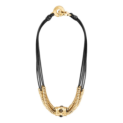 Collar Baño de Oro 22K o rodio, piedra central geométrica, Piedras pirita facetadas - Joyería y bisutería fina