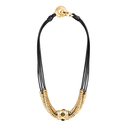 Collar Baño de Oro 22K o rodio, piedra central geométrica, Piedras pirita facetadas - Joyería y bisutería fina