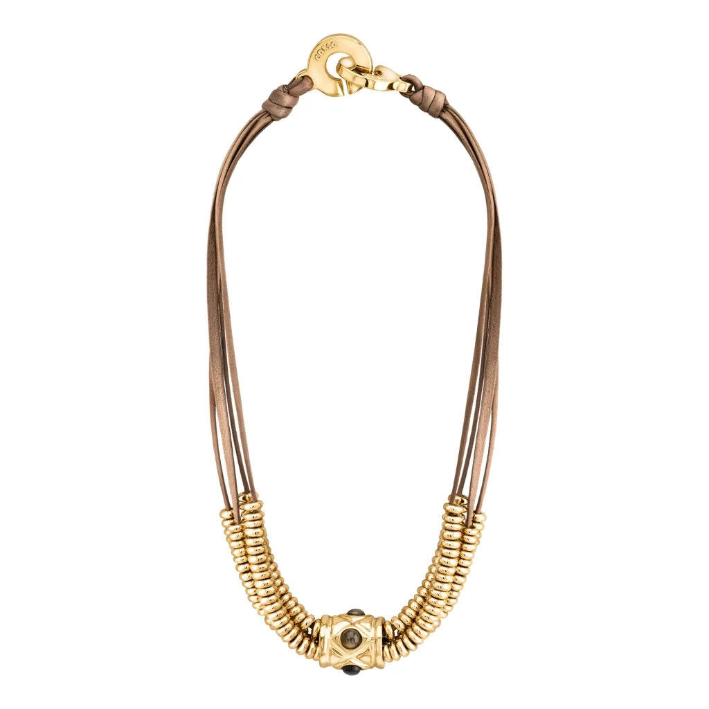 Collar Baño de Oro 22K o rodio, piedra central geométrica, Piedras pirita facetadas - Joyería y bisutería fina