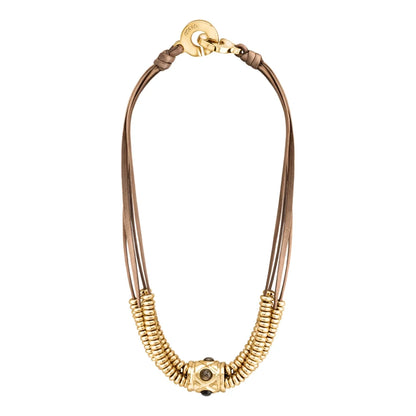 Collar Baño de Oro 22K o rodio, piedra central geométrica, Piedras pirita facetadas - Joyería y bisutería fina