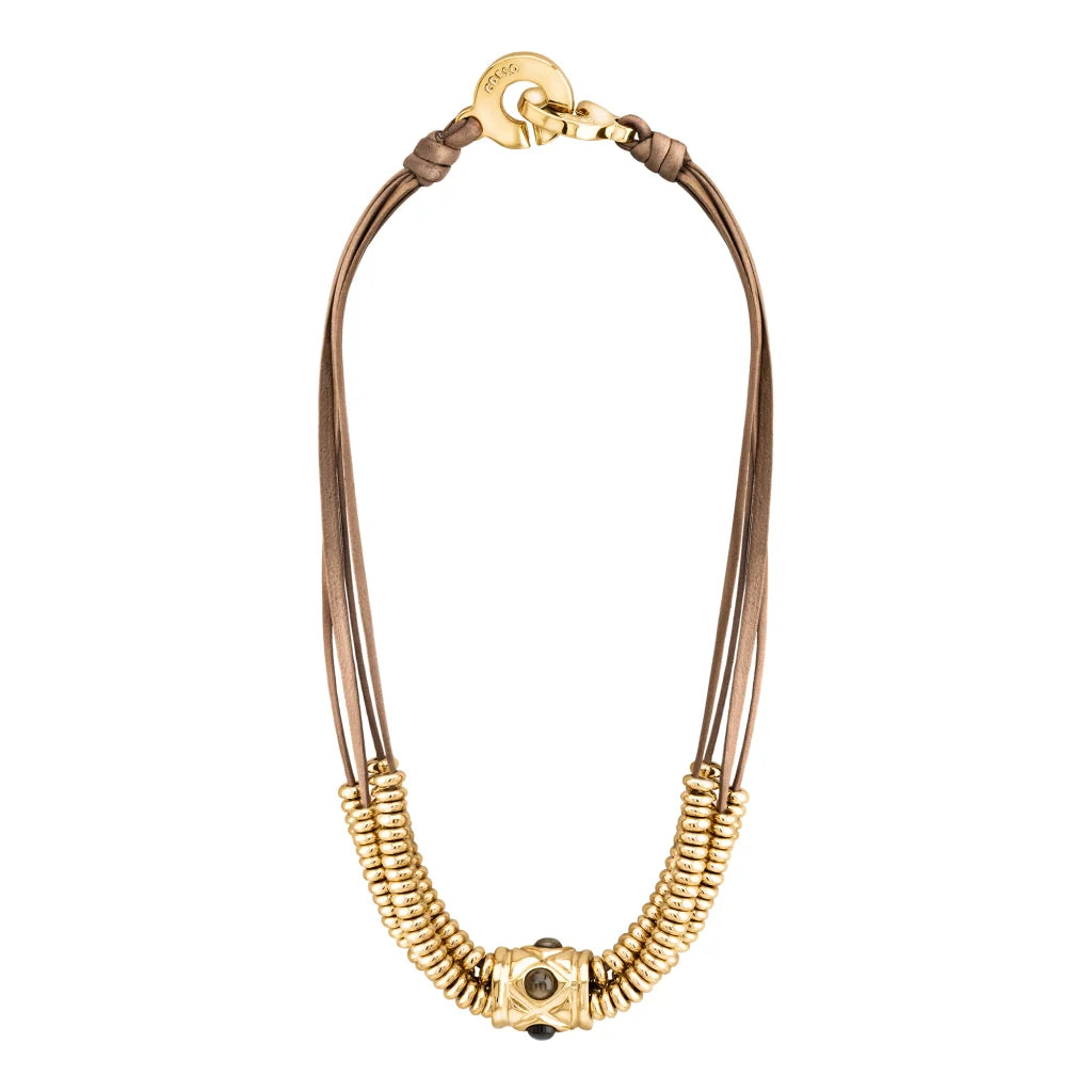 Collar Baño de Oro 22K o rodio, piedra central geométrica, Piedras pirita facetadas - Joyería y bisutería fina