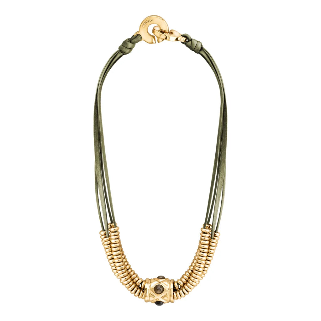 Collar Baño de Oro 22K o rodio, piedra central geométrica, Piedras pirita facetadas - Joyería y bisutería fina