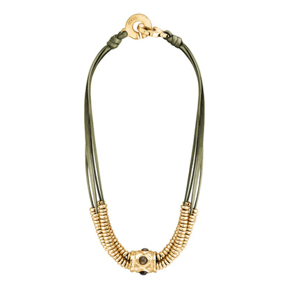 Collar Baño de Oro 22K o rodio, piedra central geométrica, Piedras pirita facetadas - Joyería y bisutería fina