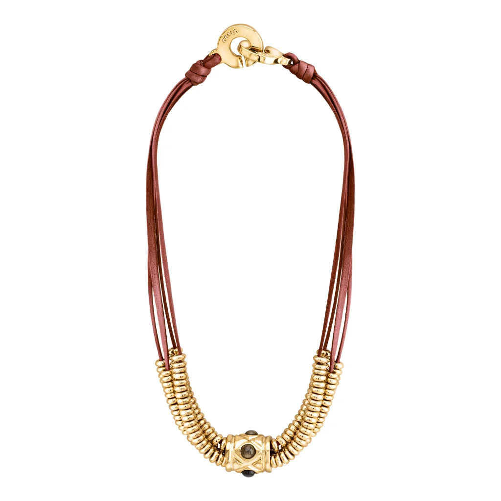 Collar Baño de Oro 22K o rodio, piedra central geométrica, Piedras pirita facetadas - Joyería y bisutería fina