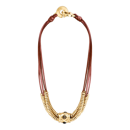 Collar Baño de Oro 22K o rodio, piedra central geométrica, Piedras pirita facetadas - Joyería y bisutería fina