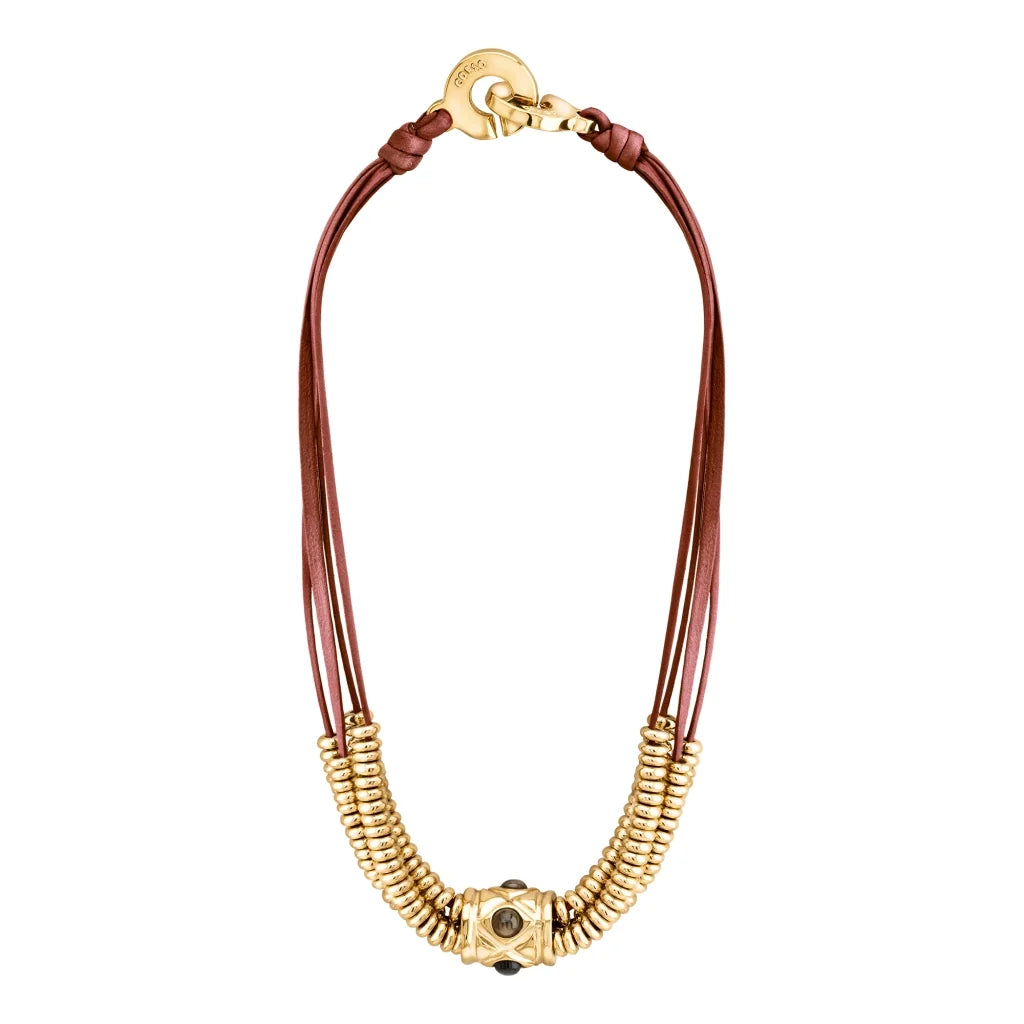 Collar Baño de Oro 22K o rodio, piedra central geométrica, Piedras pirita facetadas - Joyería y bisutería fina