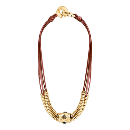 Collar Baño de Oro 22K o rodio, piedra central geométrica, Piedras pirita facetadas - Joyería y bisutería fina
