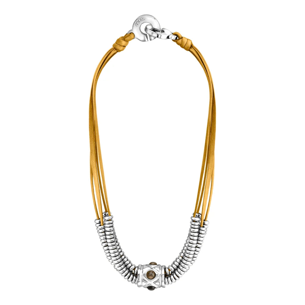 Collar Baño de Oro 22K o rodio, piedra central geométrica, Piedras pirita facetadas - Joyería y bisutería fina