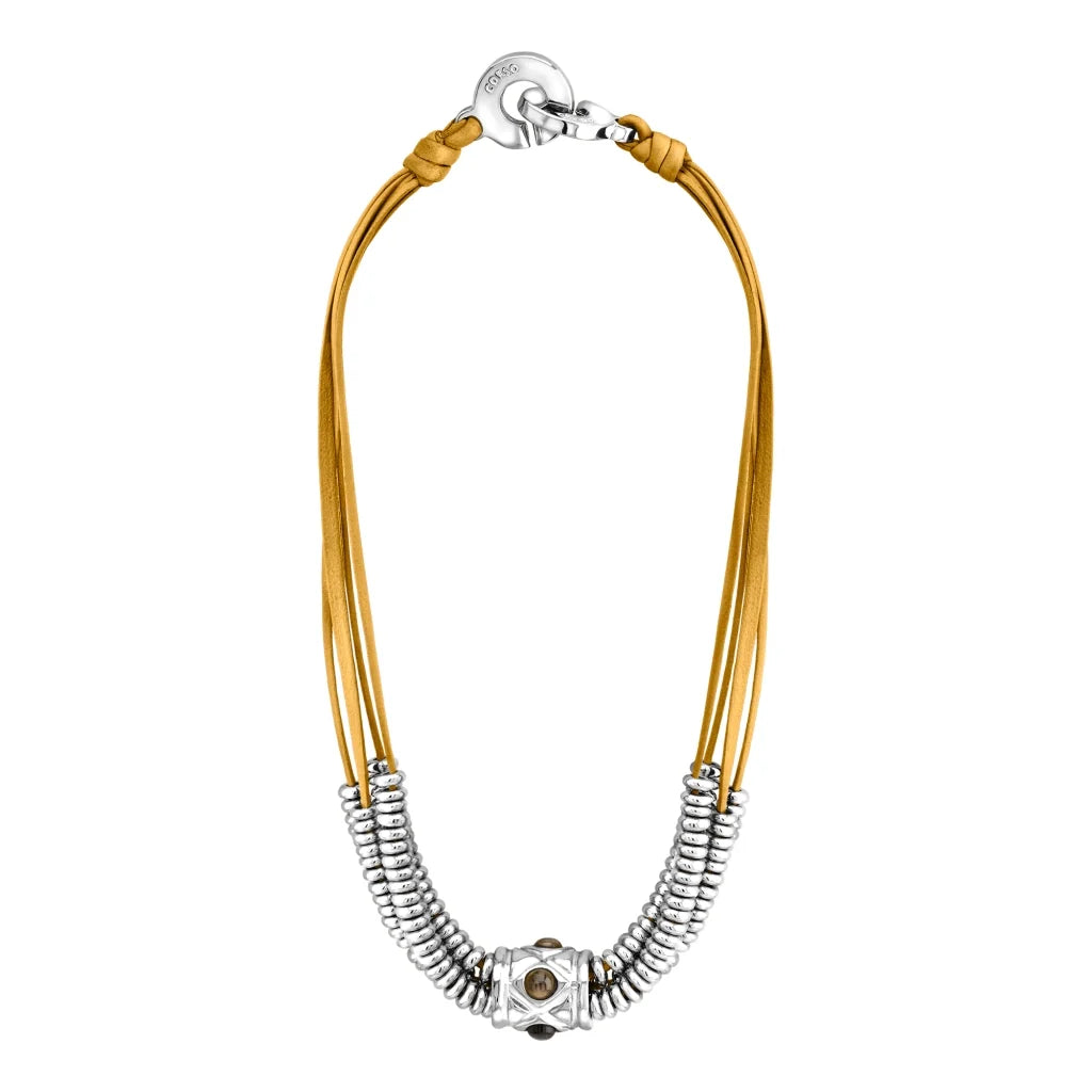 Collar Baño de Oro 22K o rodio, piedra central geométrica, Piedras pirita facetadas - Joyería y bisutería fina