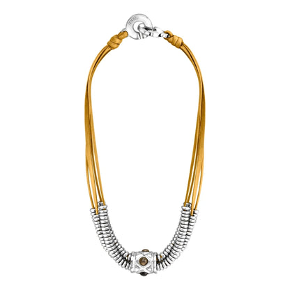 Collar Baño de Oro 22K o rodio, piedra central geométrica, Piedras pirita facetadas - Joyería y bisutería fina