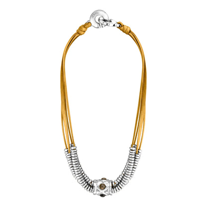 Collar Baño de Oro 22K o rodio, piedra central geométrica, Piedras pirita facetadas - Joyería y bisutería fina