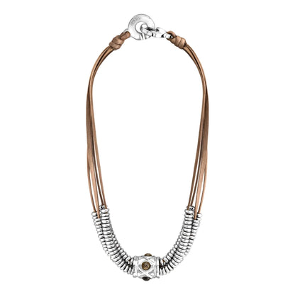 Collar Baño de Oro 22K o rodio, piedra central geométrica, Piedras pirita facetadas - Joyería y bisutería fina