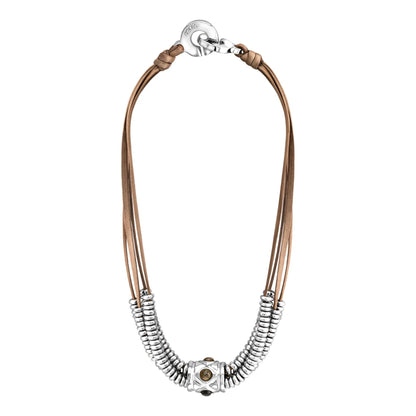 Collar Baño de Oro 22K o rodio, piedra central geométrica, Piedras pirita facetadas - Joyería y bisutería fina