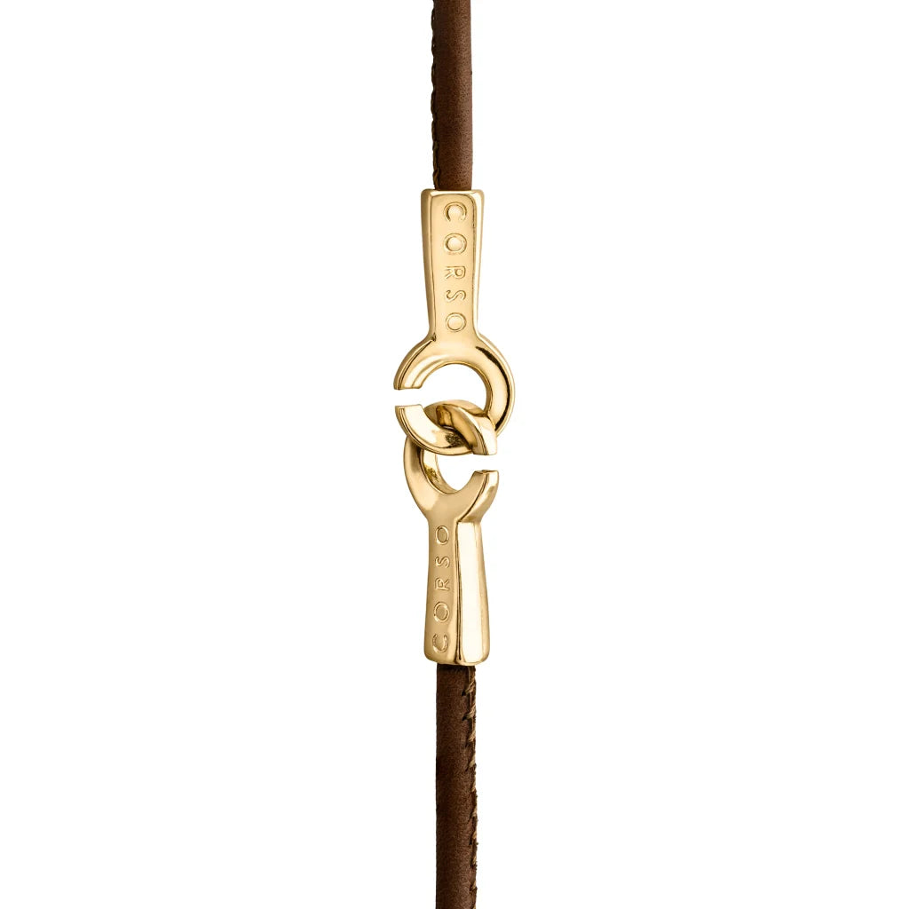 Collar inspirado en Ravello, bañado en Oro 22K. piel nappa tejida, broche de gancho - Joyería y bisutería fina