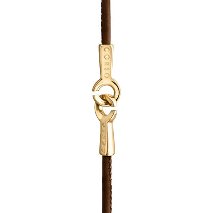 Collar inspirado en Ravello, bañado en Oro 22K. piel nappa tejida, broche de gancho - Joyería y bisutería fina