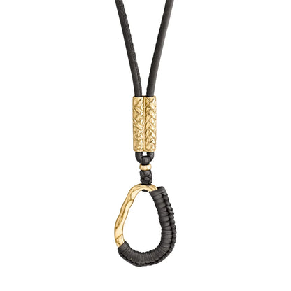 Collar inspirado en Ravello, bañado en Oro 22K. piel nappa tejida, broche de gancho - Joyería y bisutería fina