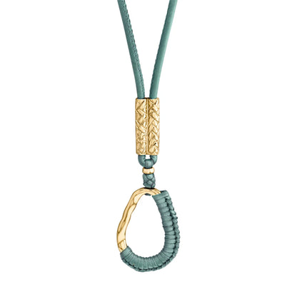 Collar inspirado en Ravello, bañado en Oro 22K. piel nappa tejida, broche de gancho - Joyería y bisutería fina