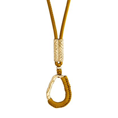Collar inspirado en Ravello, bañado en Oro 22K. piel nappa tejida, broche de gancho - Joyería y bisutería fina
