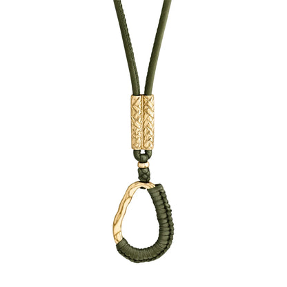 Collar inspirado en Ravello, bañado en Oro 22K. piel nappa tejida, broche de gancho - Joyería y bisutería fina