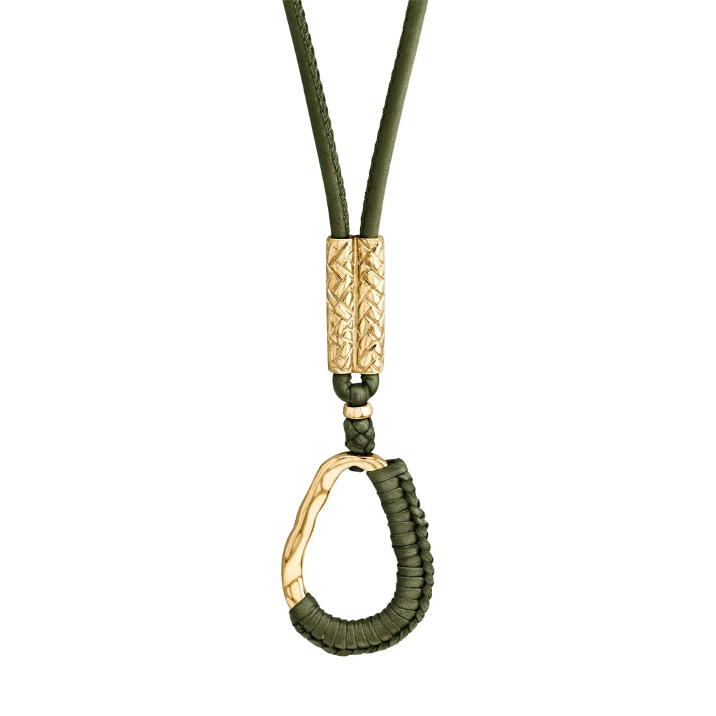 Collar inspirado en Ravello, bañado en Oro 22K. piel nappa tejida, broche de gancho - Joyería y bisutería fina
