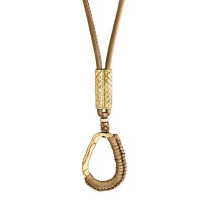 Collar inspirado en Ravello, bañado en Oro 22K. piel nappa tejida, broche de gancho - Joyería y bisutería fina