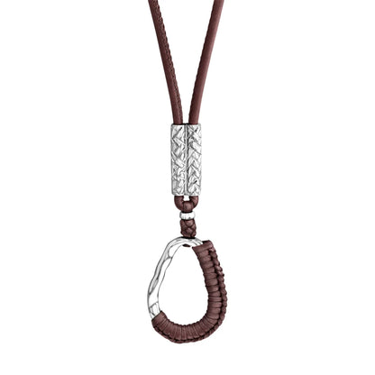 Collar inspirado en Ravello, bañado en Rodio. piel nappa tejida, broche de gancho - Joyería y bisutería fina
