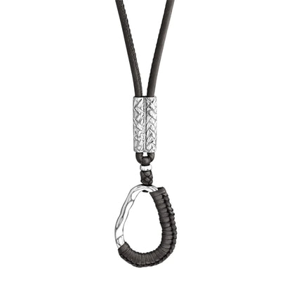 Collar inspirado en Ravello, bañado en Rodio. piel nappa tejida, broche de gancho - Joyería y bisutería fina