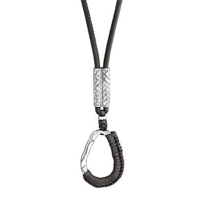 Collar inspirado en Ravello, bañado en Rodio. piel nappa tejida, broche de gancho - Joyería y bisutería fina
