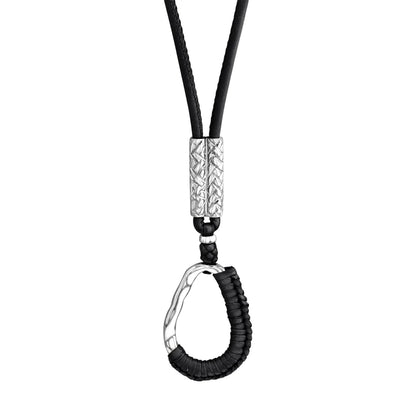 Collar inspirado en Ravello, bañado en Rodio. piel nappa tejida, broche de gancho - Joyería y bisutería fina