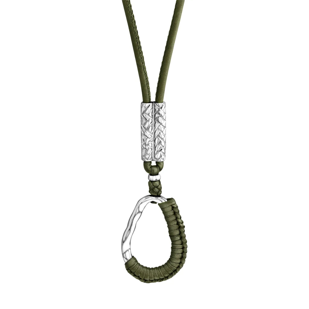 Collar inspirado en Ravello, bañado en Rodio. piel nappa tejida, broche de gancho - Joyería y bisutería fina