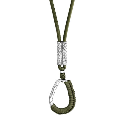 Collar inspirado en Ravello, bañado en Rodio. piel nappa tejida, broche de gancho - Joyería y bisutería fina