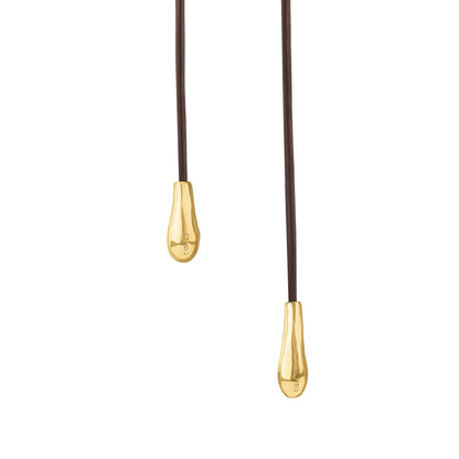 Corbatín con gotas bañadas en Oro 22K, Piel de borrego natural - Joyería y bisutería fina