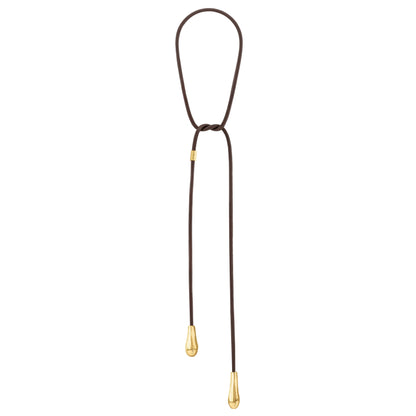 Corbatín con gotas bañadas en Oro 22K, Piel de borrego natural - Joyería y bisutería fina