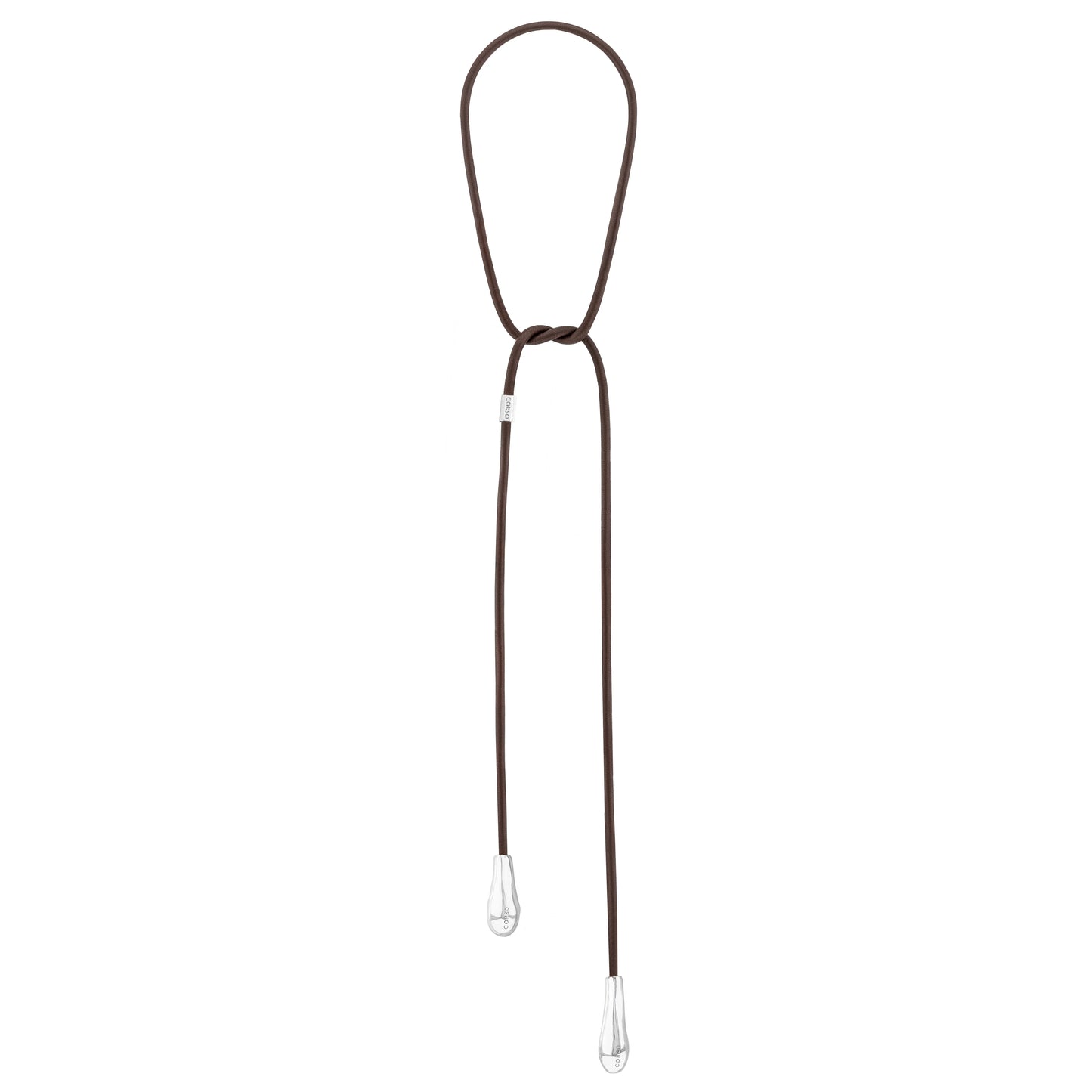 Corbatín con gotas bañadas en rodio, Piel de borrego natural - Joyería y bisutería fina