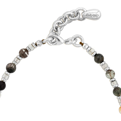 Collar choker ajustable en baño de rodio con cadena de eslabones y piedras facetadas 5mm y dije de pez koi en baño de rodio - Joyería y bisutería fina