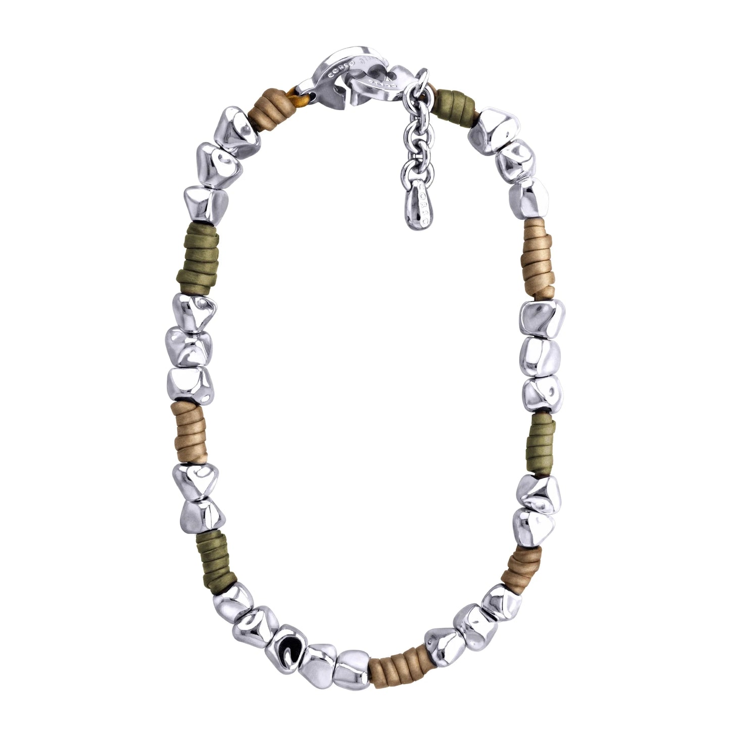 Collar con piel natural de borrego, con broche distintivo con cuentas en baño de rodio - Joyería y bisutería fina