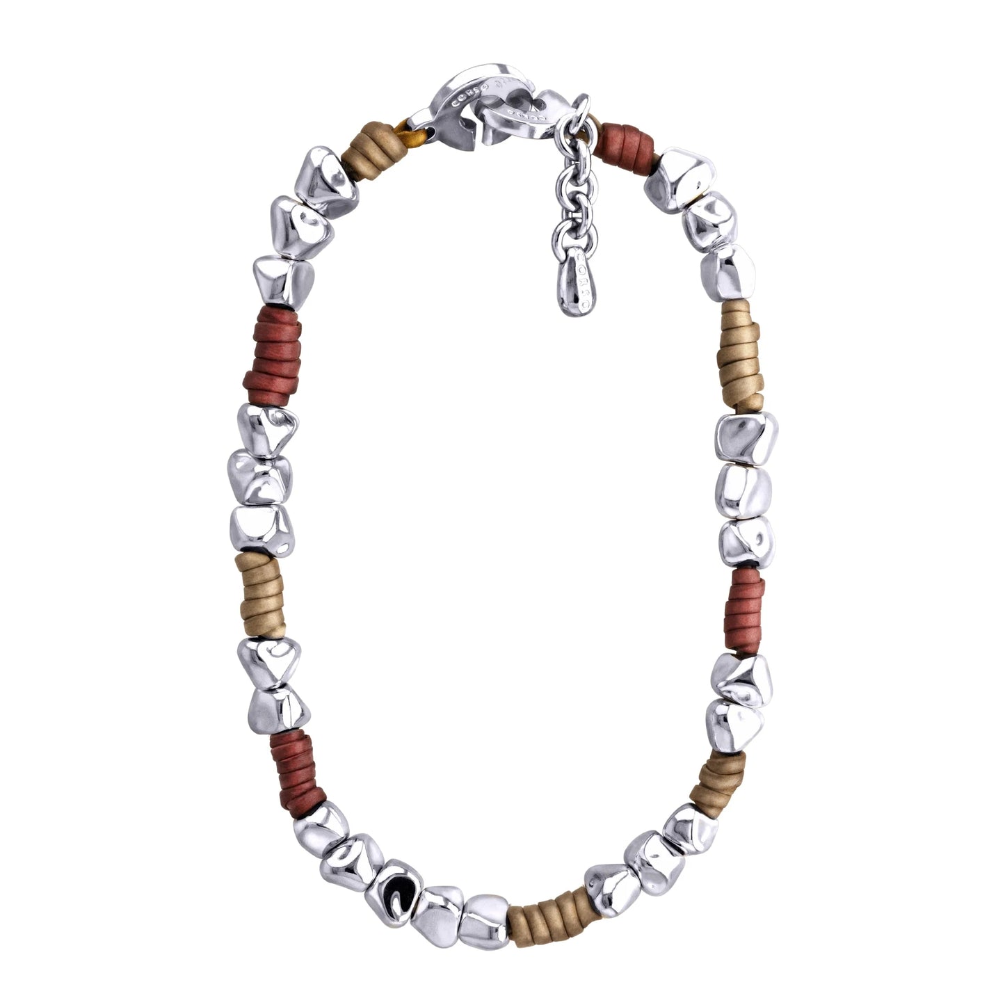 Collar con piel natural de borrego, con broche distintivo con cuentas en baño de rodio - Joyería y bisutería fina