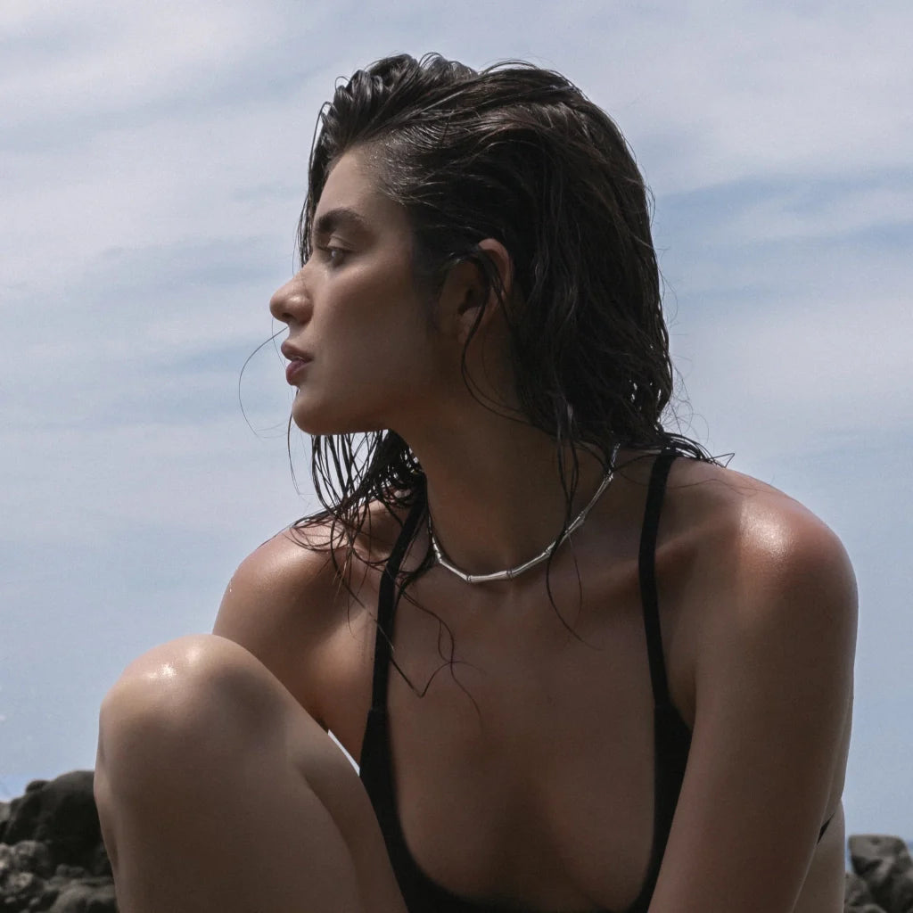 Choker Bañado en Rodio, Cuentas tubulares - Joyería y bisutería fina