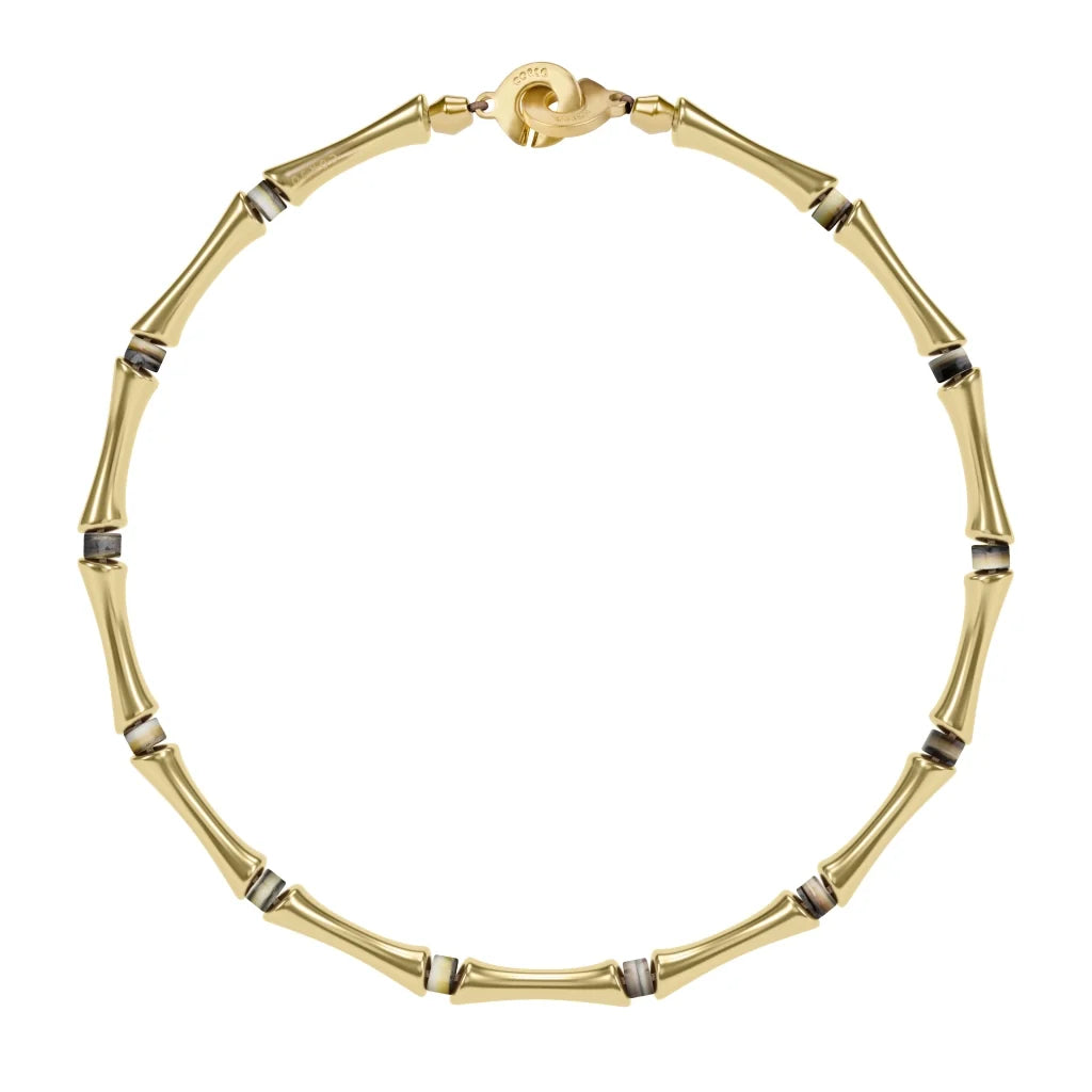 Choker Bañado en oro de 22K, Piedras, Cuentas tubulares - Joyería y bisutería fina