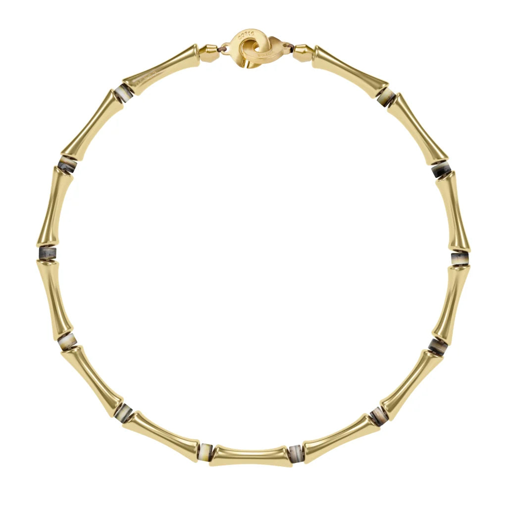 Choker Bañado en oro de 22K, Piedras, Cuentas tubulares - Joyería y bisutería fina