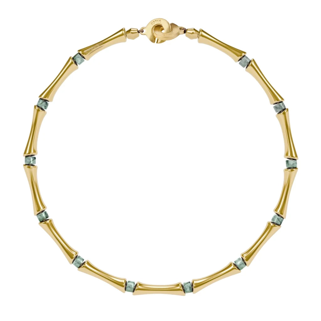 Choker Bañado en oro de 22K, Piedras, Cuentas tubulares - Joyería y bisutería fina